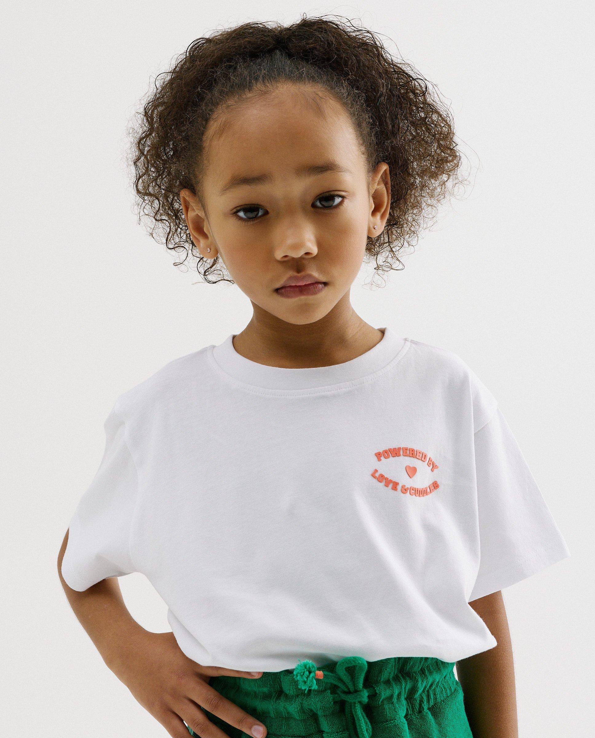 T-shirt avec inscription en relief, coupe loose, unisexe, 98-134