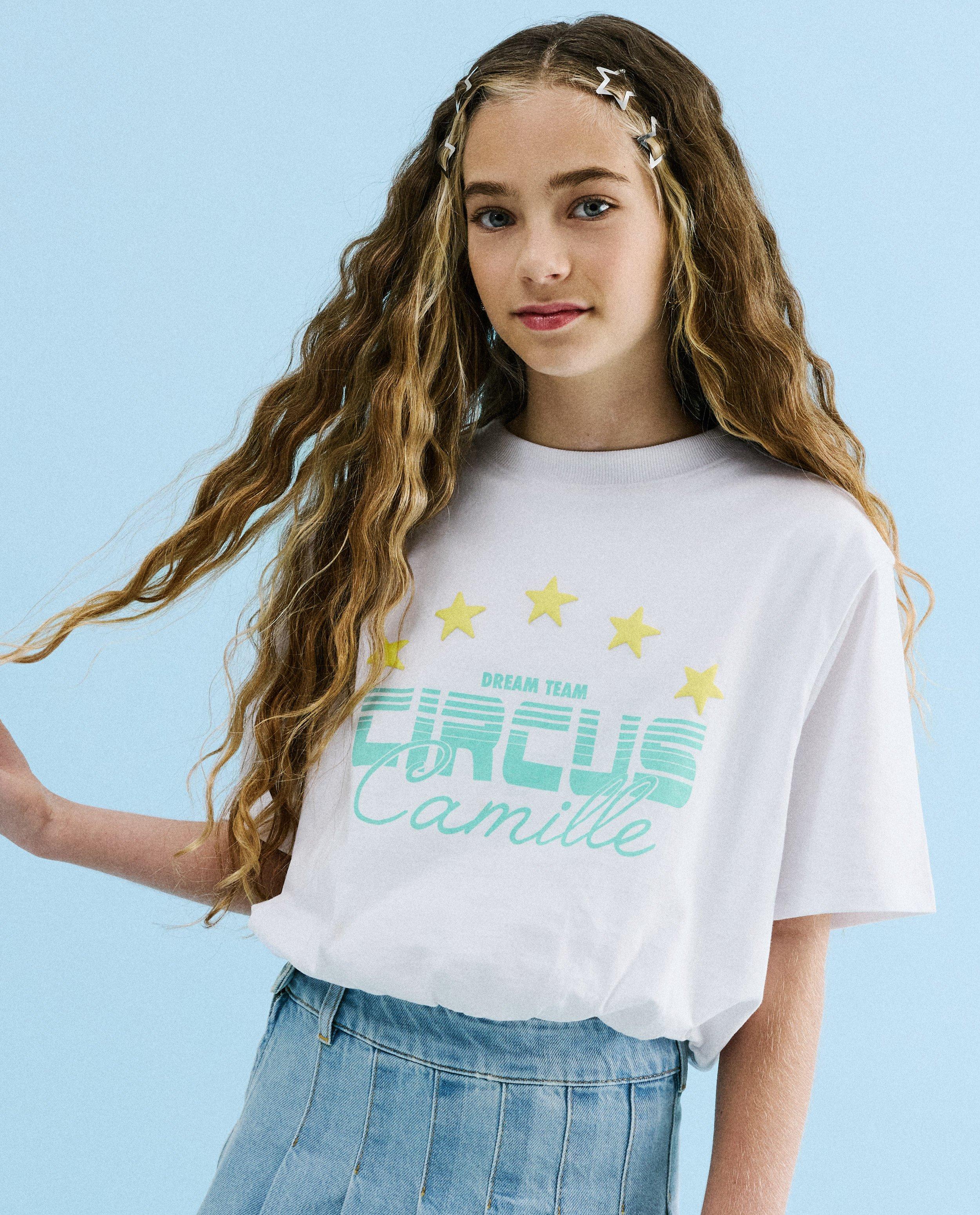 T-shirt met reli&euml;fprint, oversized fit, 116-164 - Product Detail - wit - afbeelding nummer 1