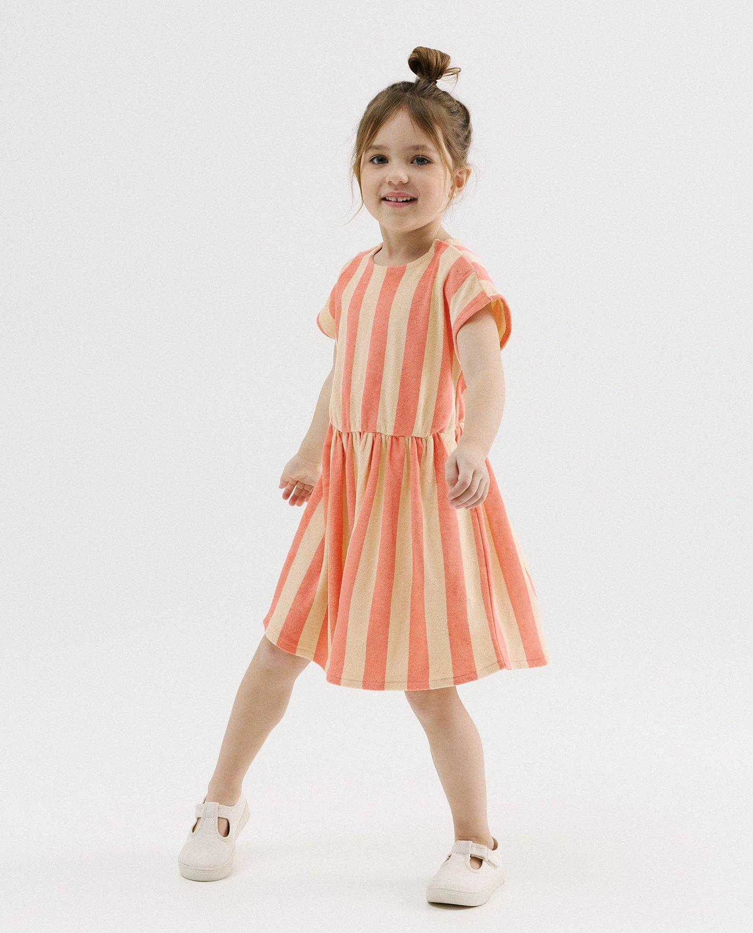 Badstof jurk met strepen - Product Detail - oranje - afbeelding nummer 1