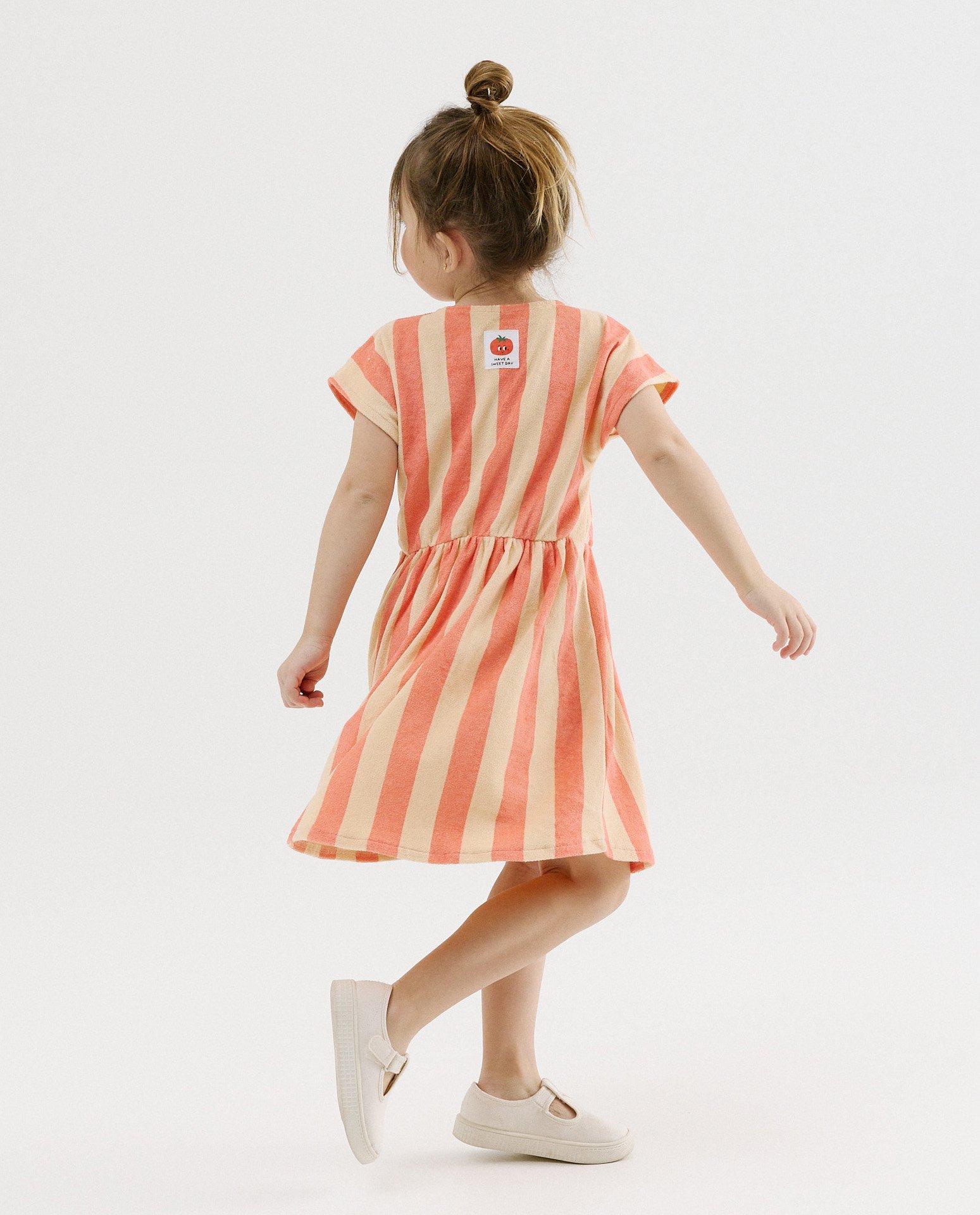 Robe avec rayures - D&eacute;tails du produit - orange - image num&eacute;ro 2