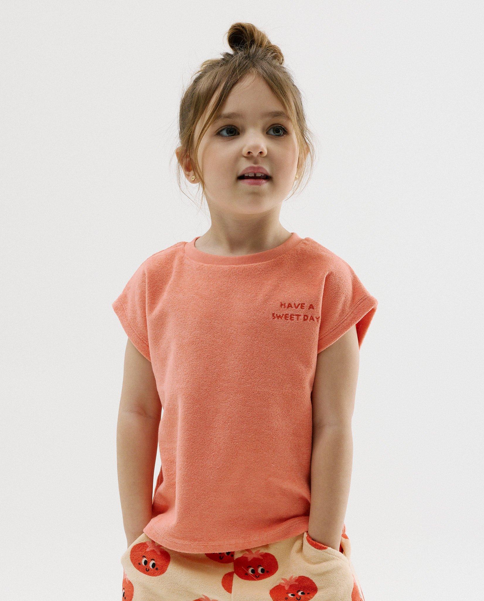T-shirt avec inscription brod&eacute;e - D&eacute;tails du produit - orange - image num&eacute;ro 1