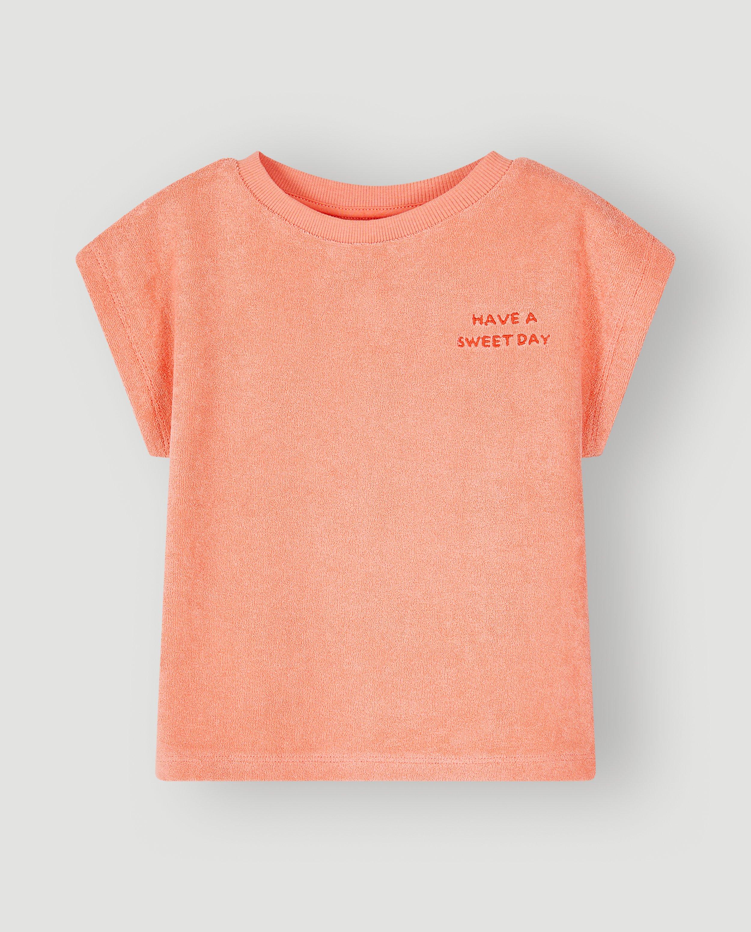 T-shirt avec inscription brod&eacute;e - D&eacute;tails du produit - orange - image num&eacute;ro 4