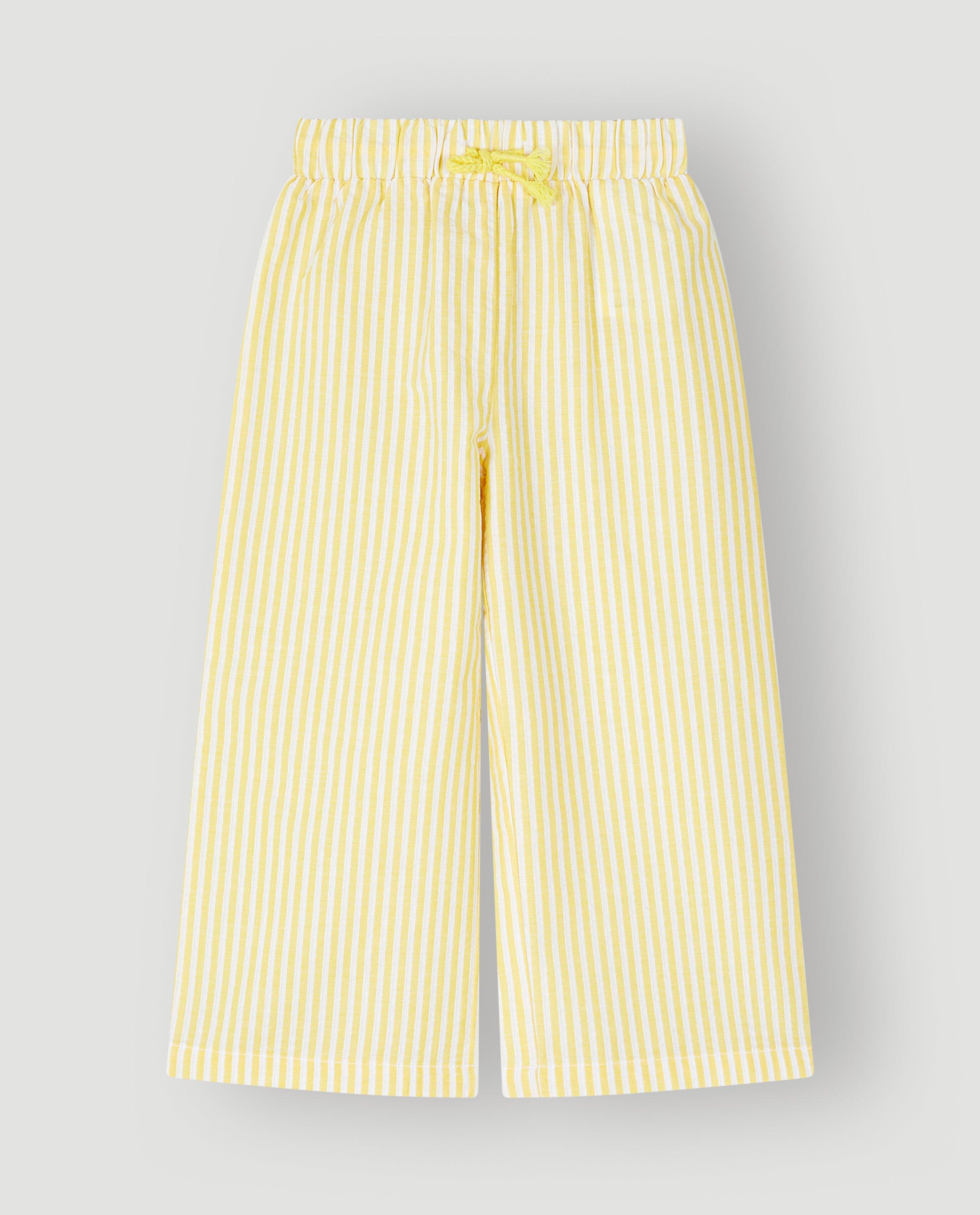 Pantalon ray&eacute;, wide leg fit - D&eacute;tails du produit - jaune - image num&eacute;ro 4