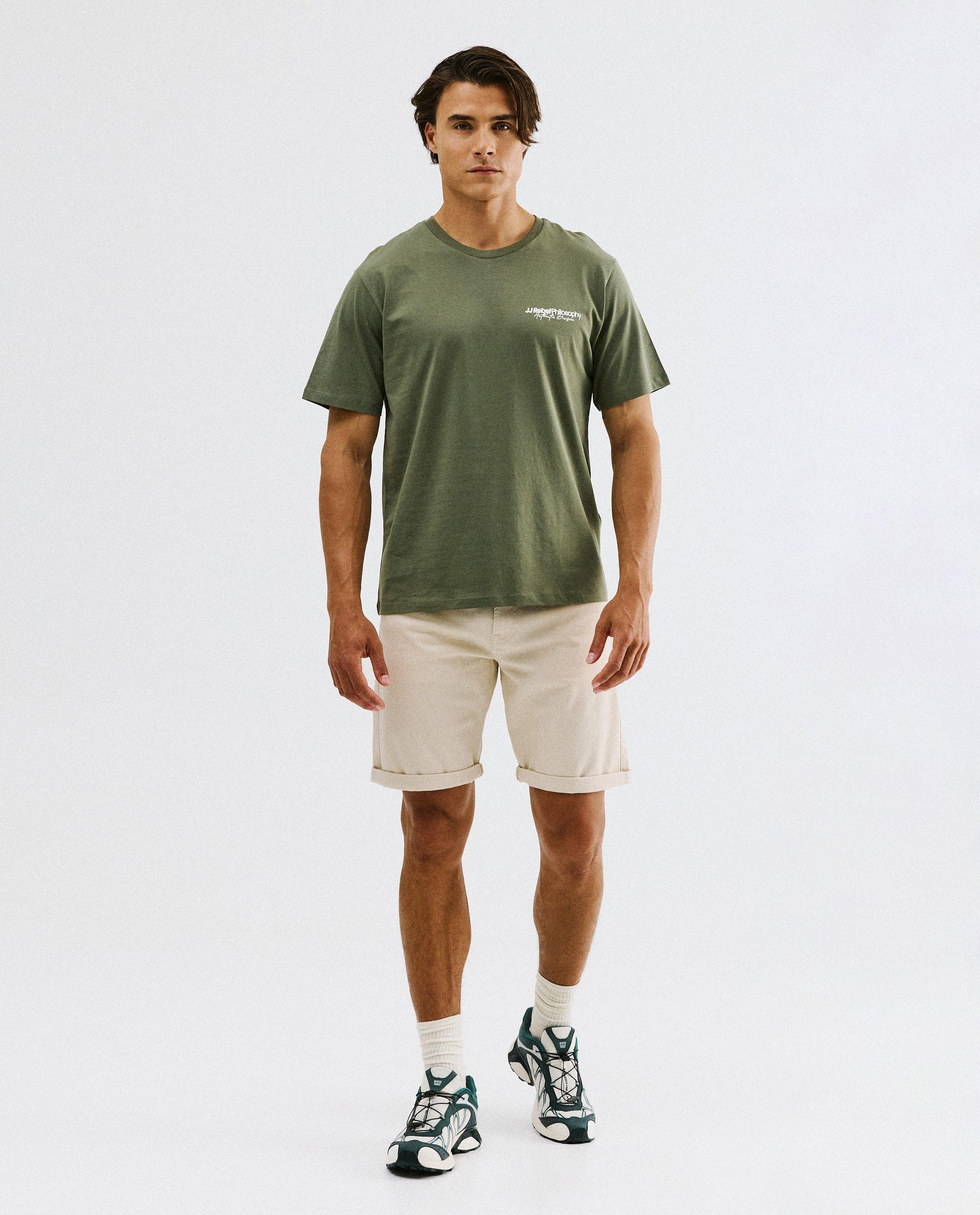 T-shirt met opschrift in reli&euml;f - Product Detail - khaki - afbeelding nummer 2
