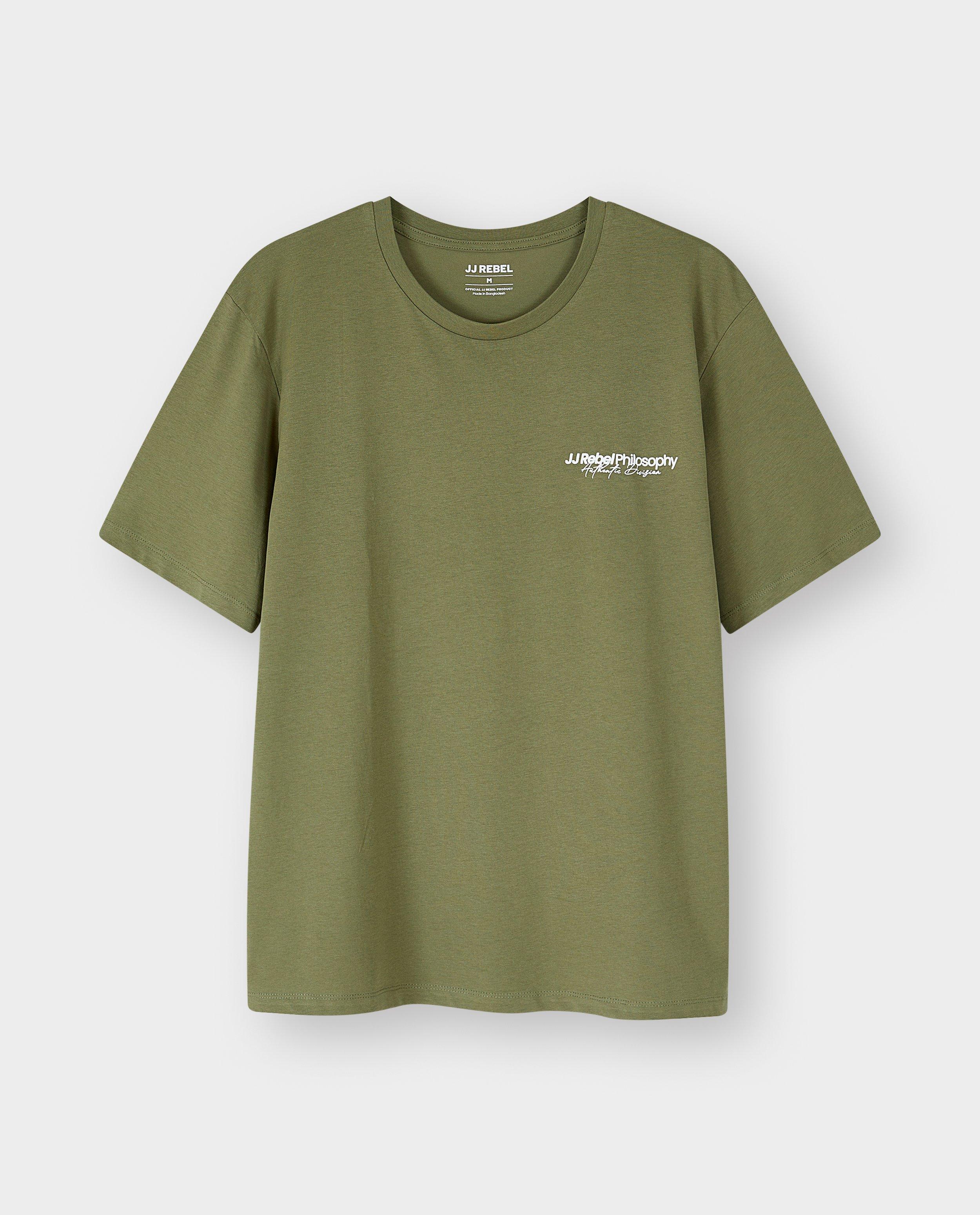 T-shirt met opschrift in reli&euml;f - Product Detail - khaki - afbeelding nummer 4