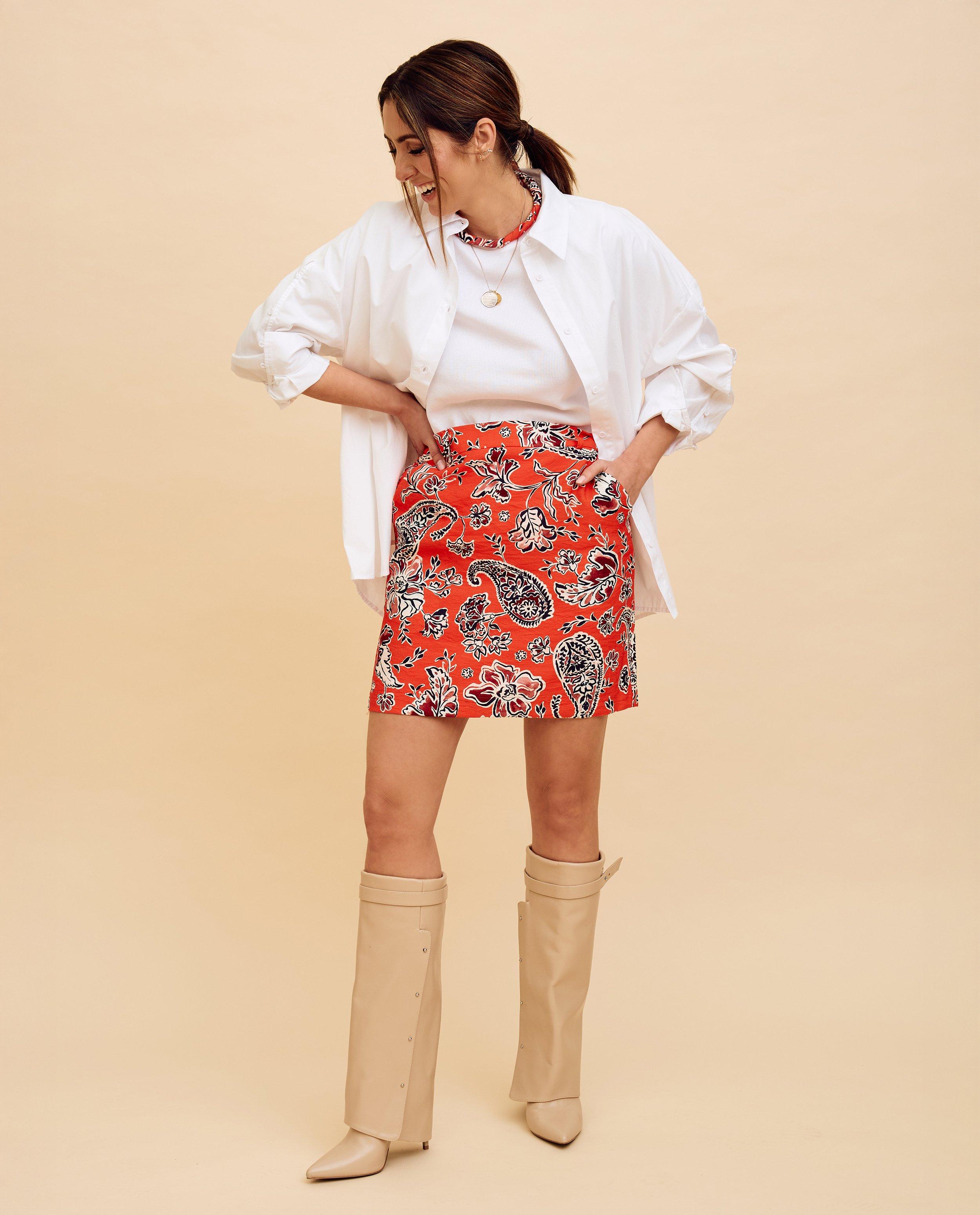 Rok met textuur - Product Detail - oranje - afbeelding nummer 2