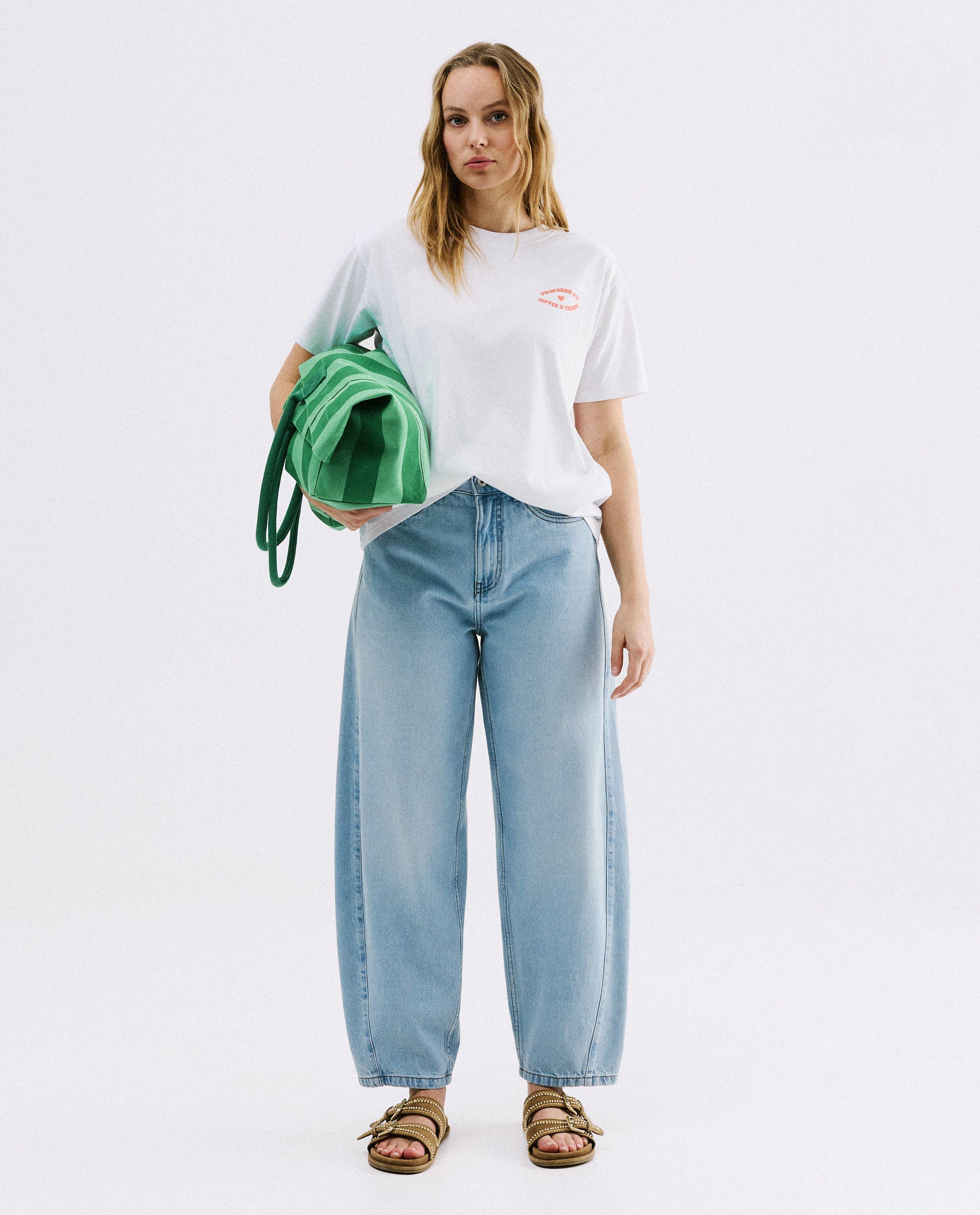 Jeans avec d&eacute;tails, coupe balloon, 34-46