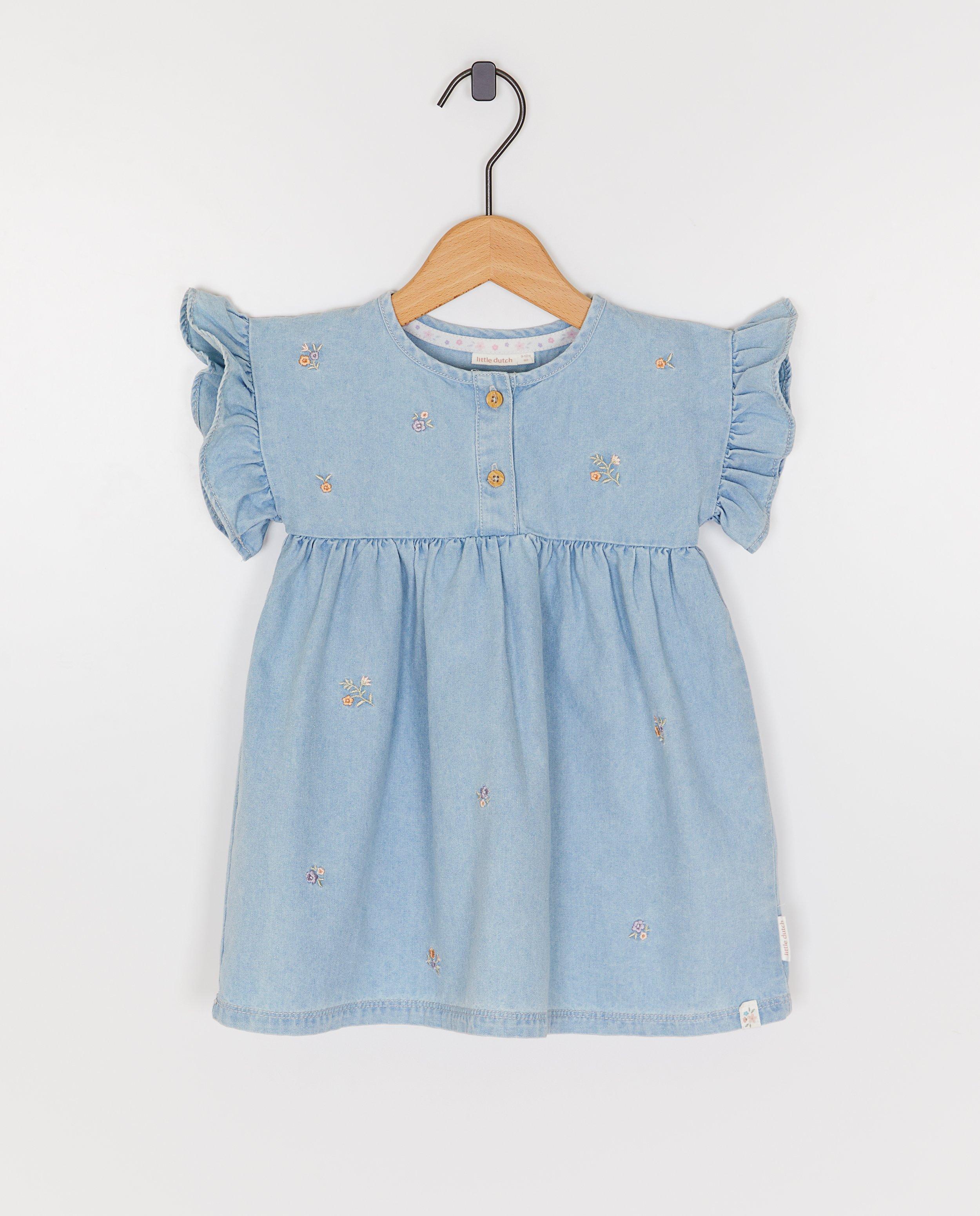 Jeansjurk met geborduurde bloemen - Product Detail - lichtblauw - afbeelding nummer 1