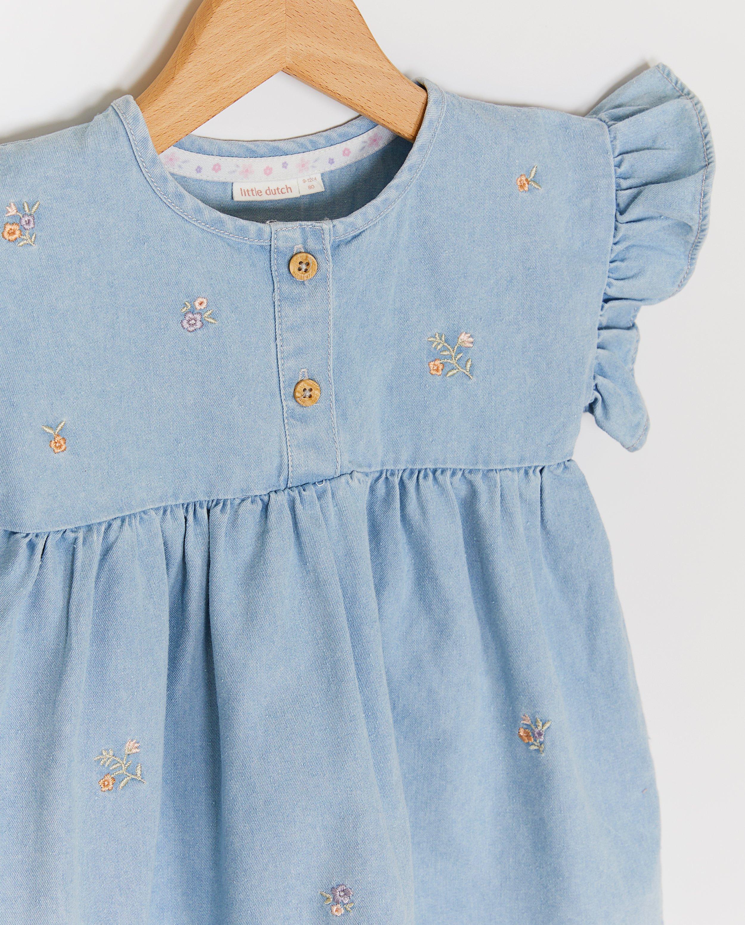 Jeansjurk met geborduurde bloemen - Product Detail - lichtblauw - afbeelding nummer 3