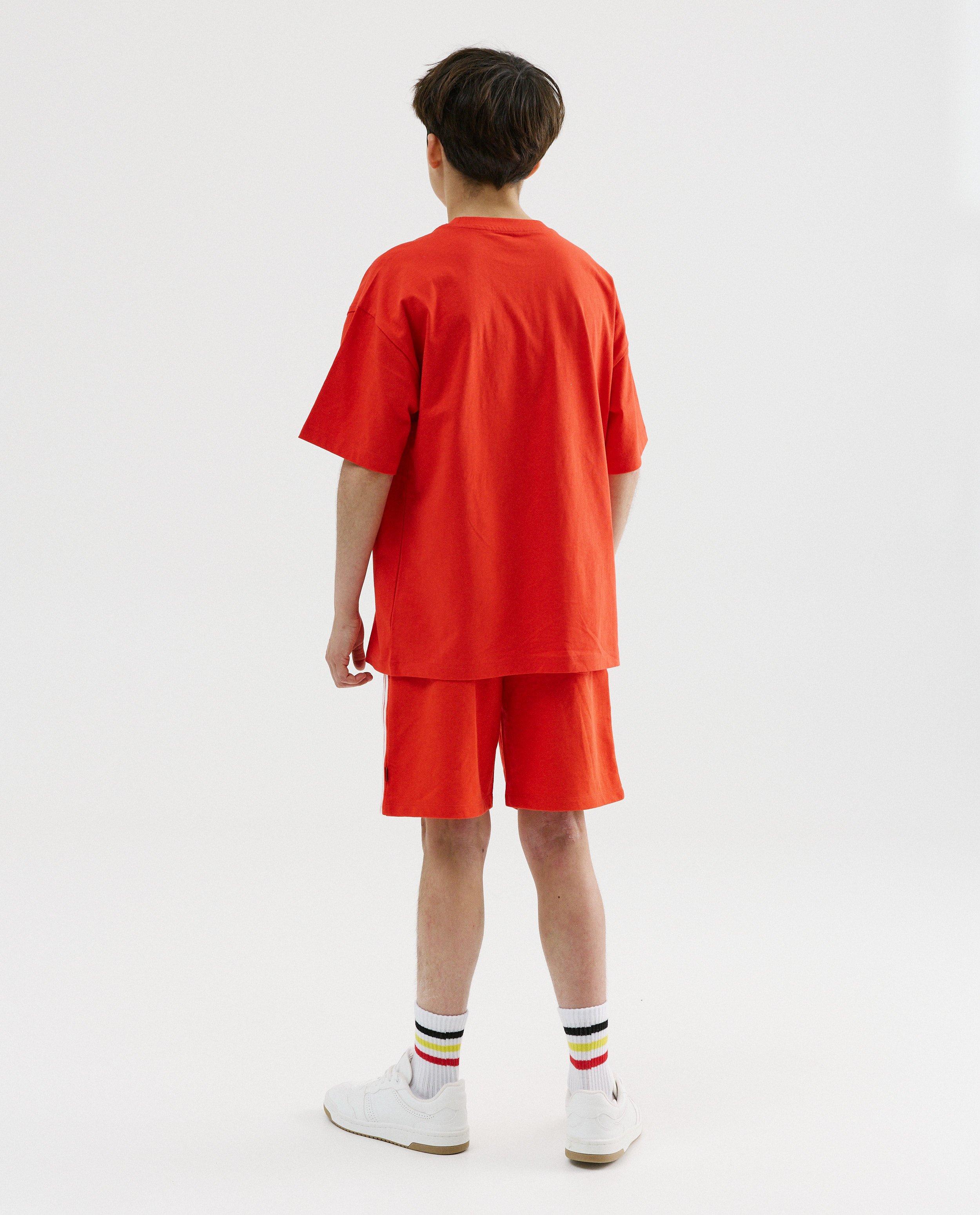 T-shirt avec imprim&eacute; football, coupe loose, 134-170 - D&eacute;tails du produit - rouge fonc&eacute; - image num&eacute;ro 3