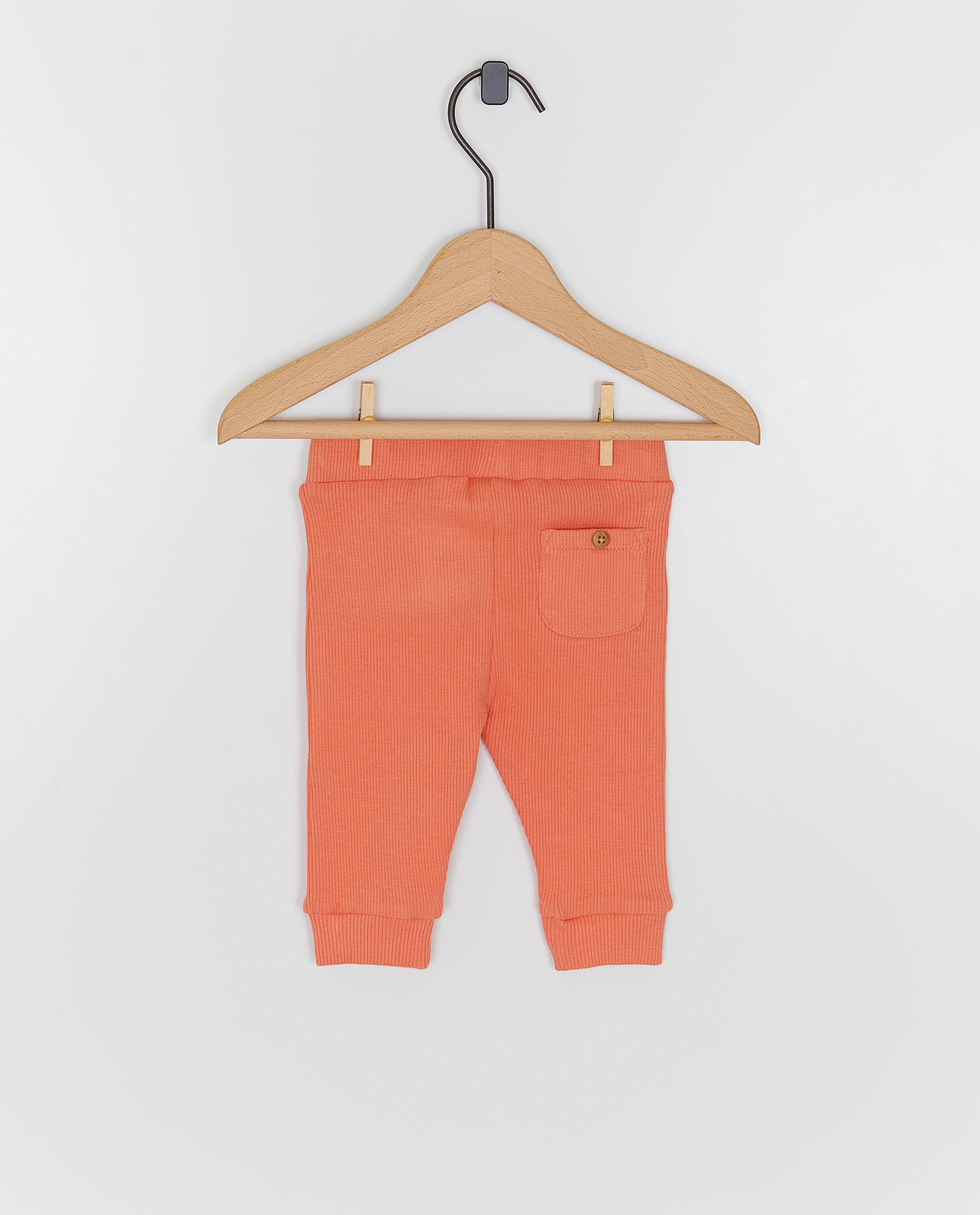 Broek met fijn ribpatroon - Product Detail - oranje - afbeelding nummer 2