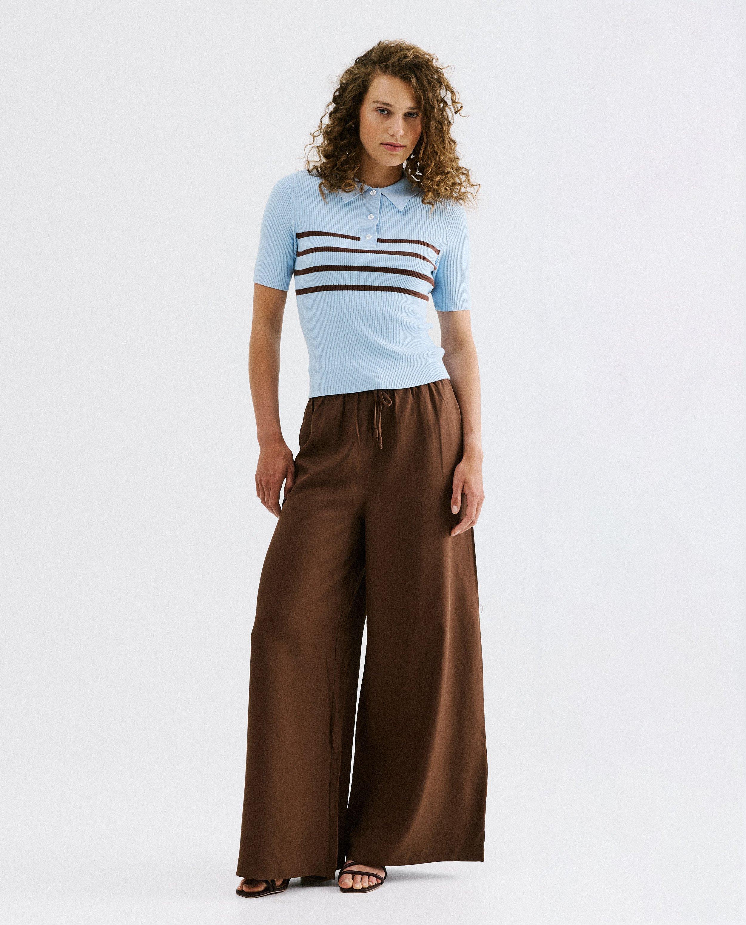 Bruine broek, wide leg fit
