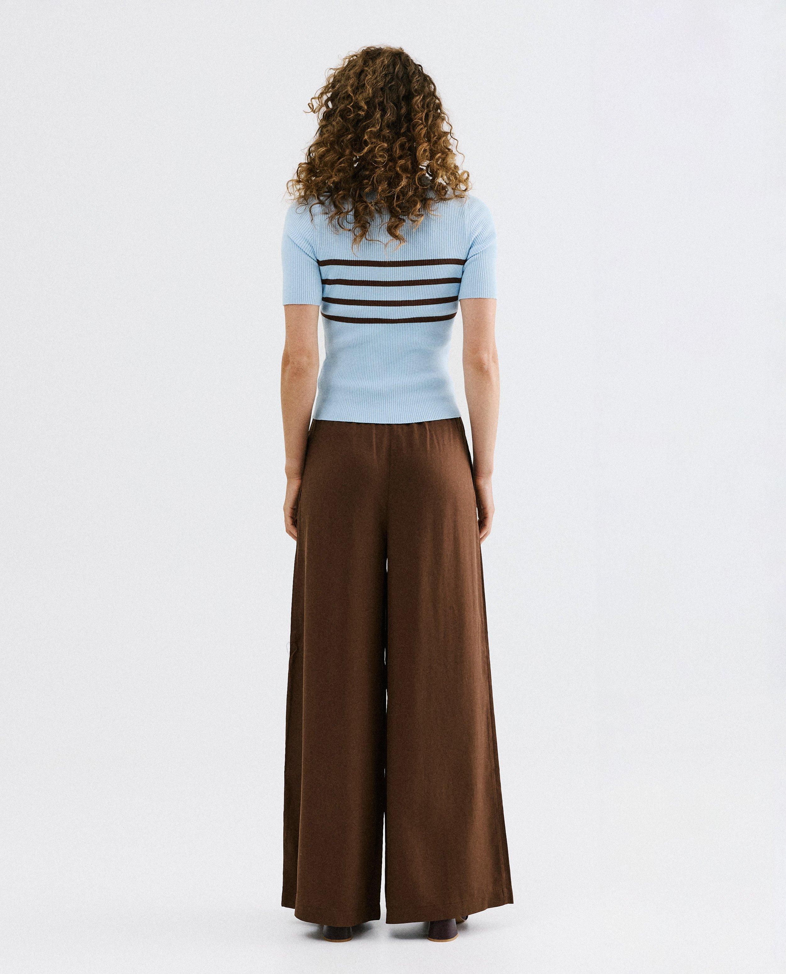 Broeken - Bruine broek, wide leg fit