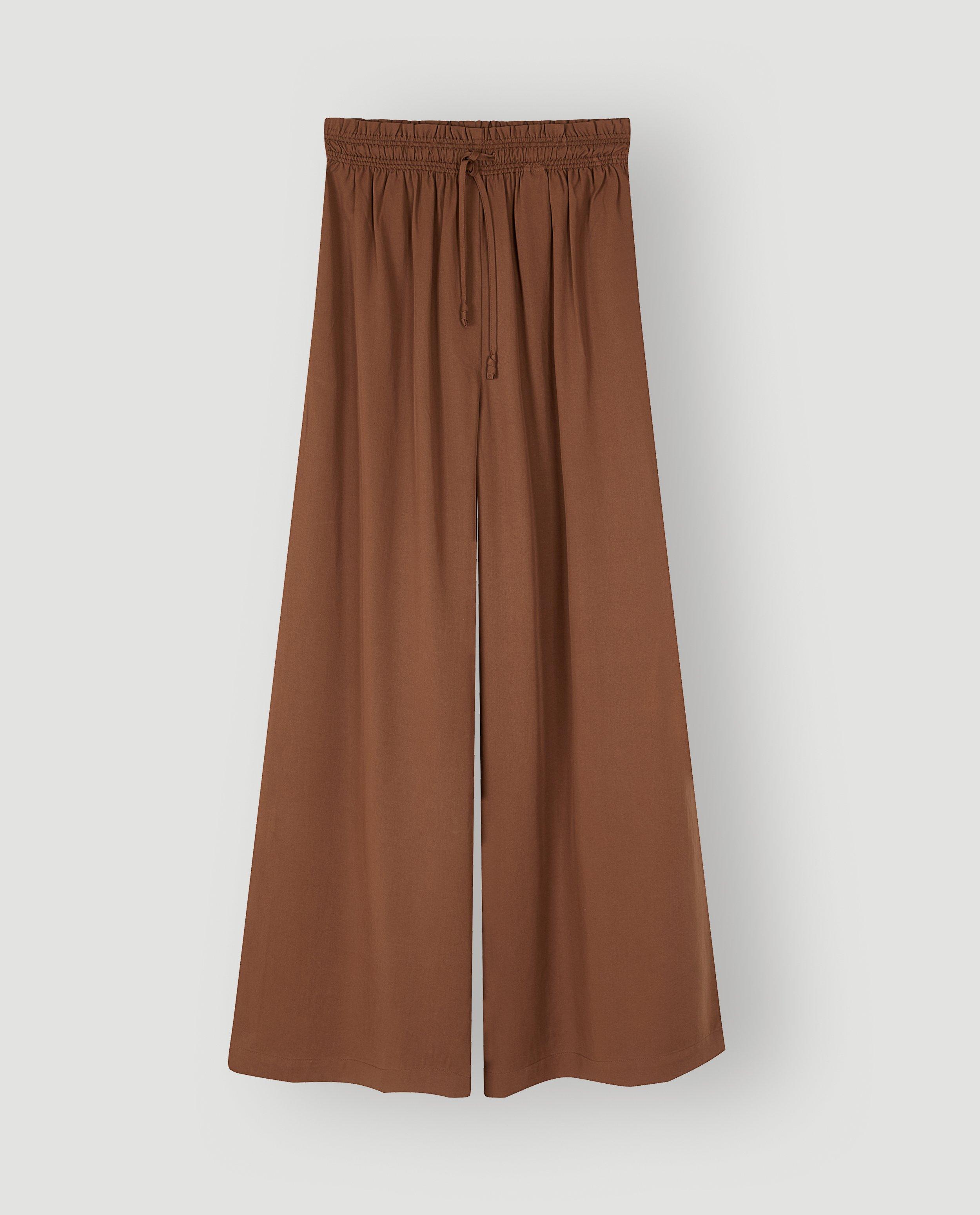 Broeken - Bruine broek, wide leg fit