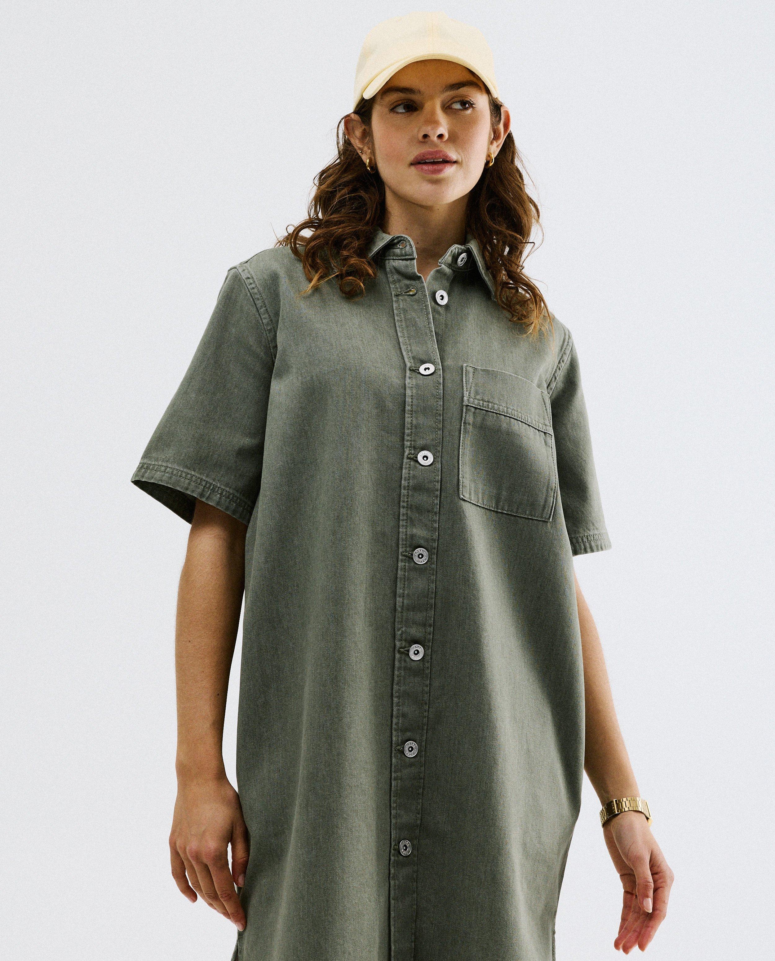 Robe verte en jeans - D&eacute;tails du produit - vert clair - image num&eacute;ro 3