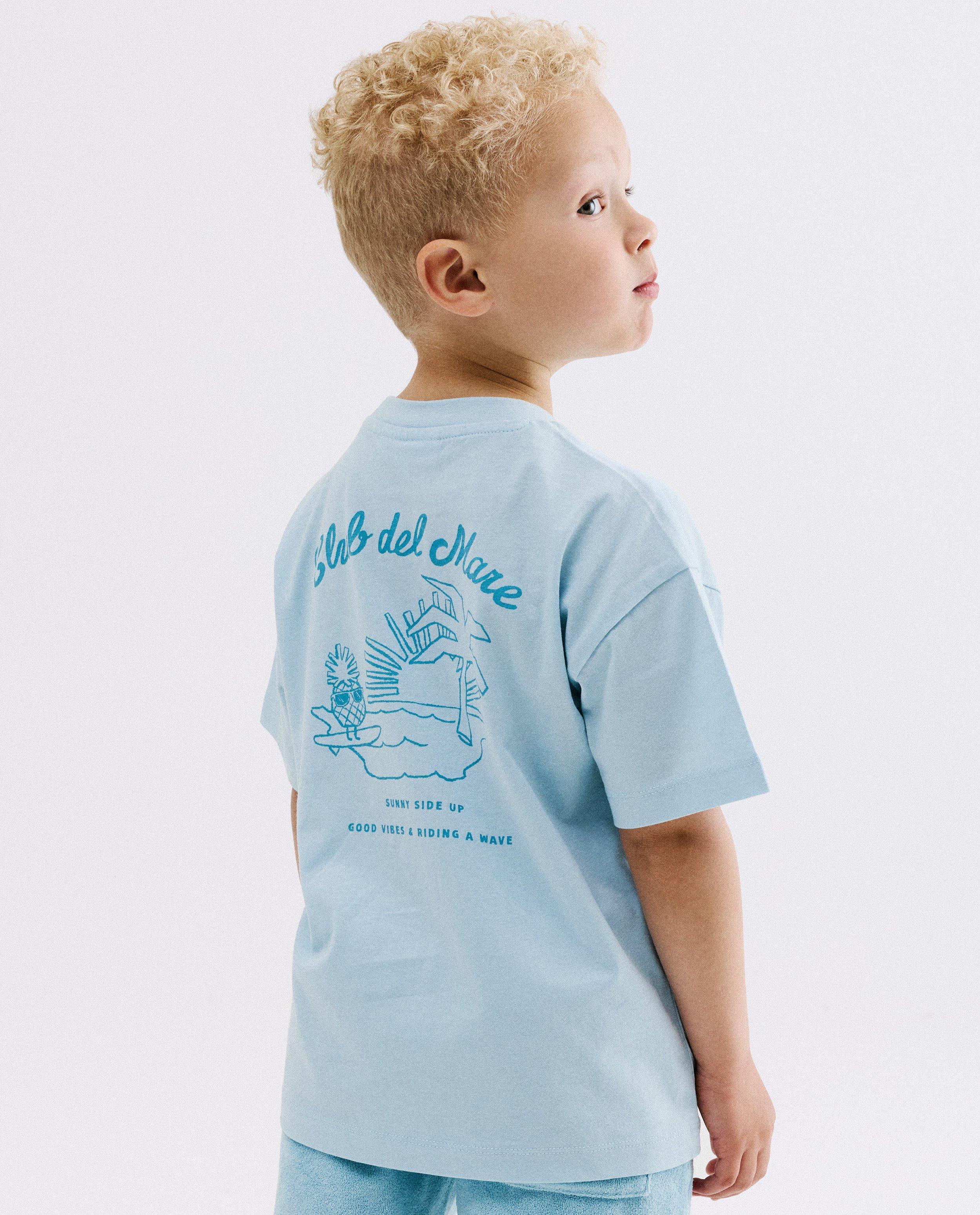 T-shirt avec imprim&eacute; au dos - D&eacute;tails du produit - bleu clair - image num&eacute;ro 1