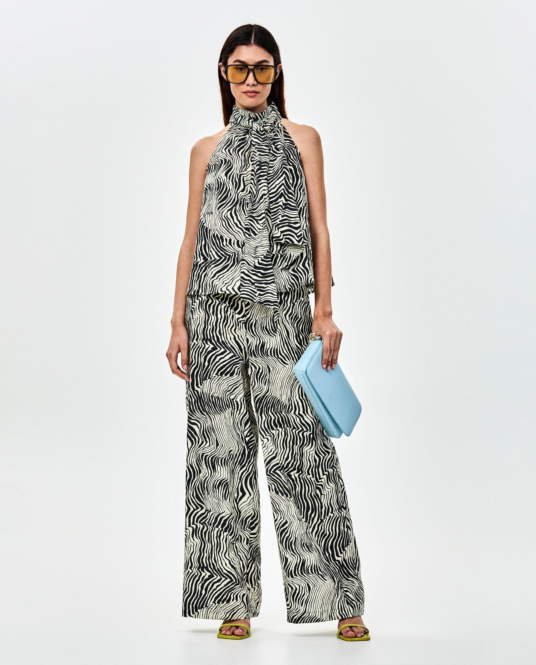 Broek met zebraprint - Product Detail - donkergrijs - afbeelding nummer 1