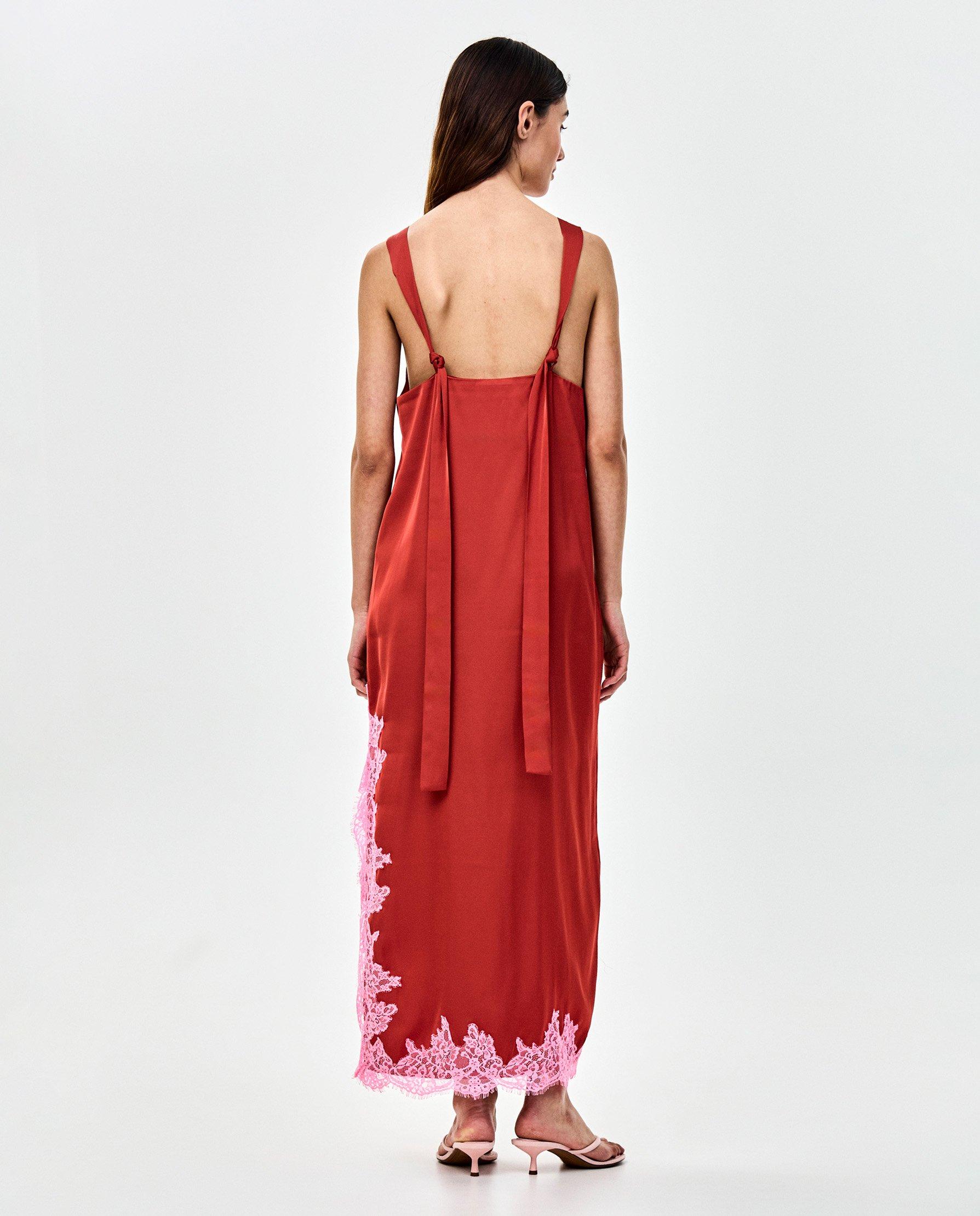 Jurk met kanten details - Product Detail - donkerrood - afbeelding nummer 2