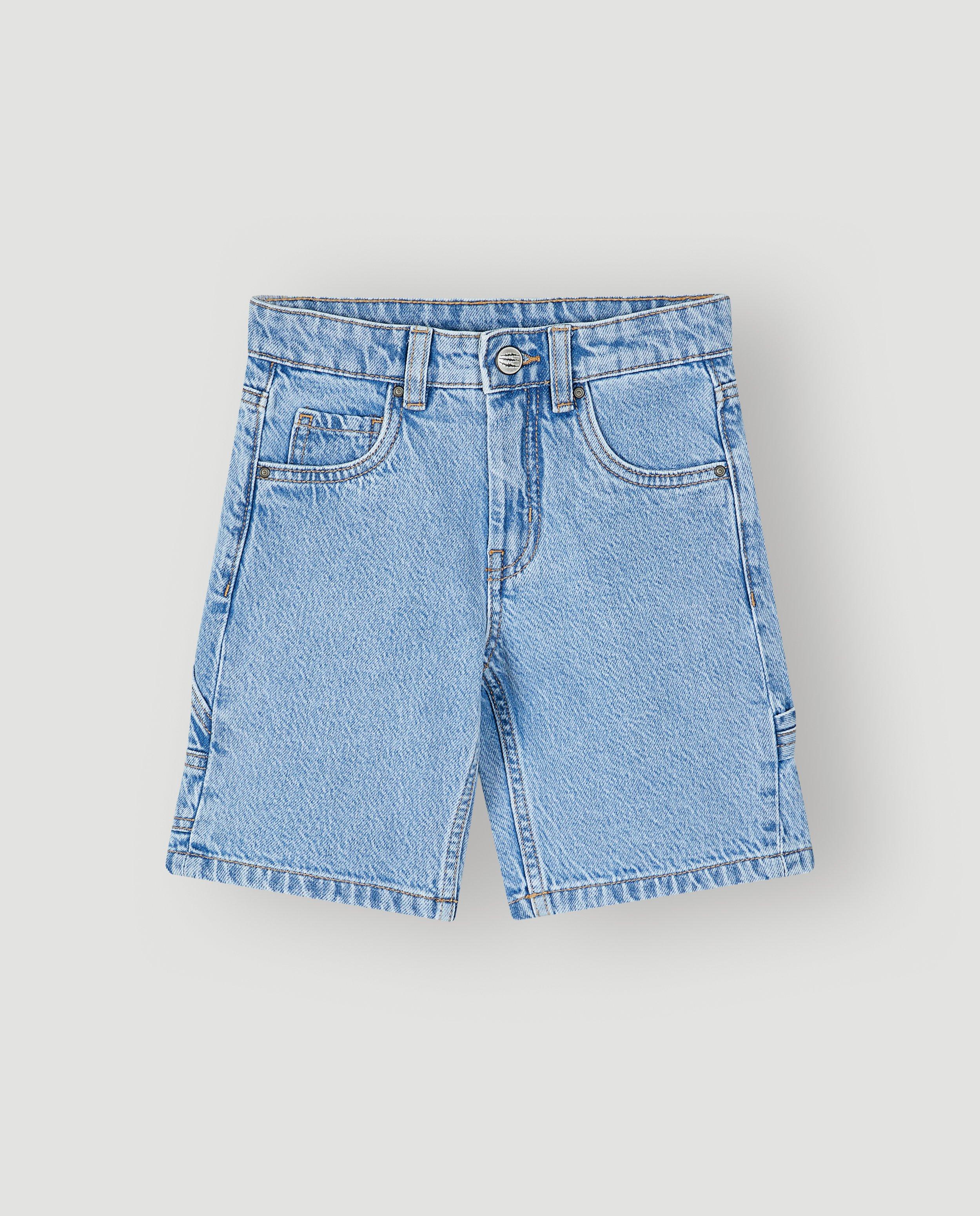 Short en jean avec dinosaure brod&eacute;, coupe loose, 104-152 - D&eacute;tails du produit - bleu clair - image num&eacute;ro 5