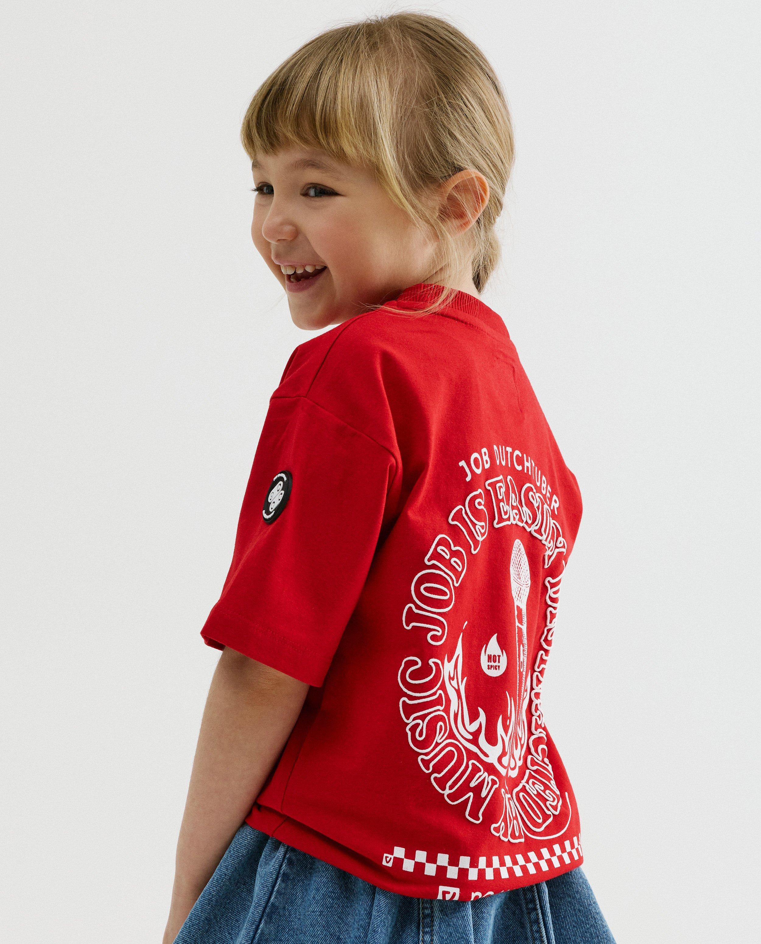 T-shirt avec backprint, 110-152, unisex - D&eacute;tails du produit - rouge - image num&eacute;ro 1