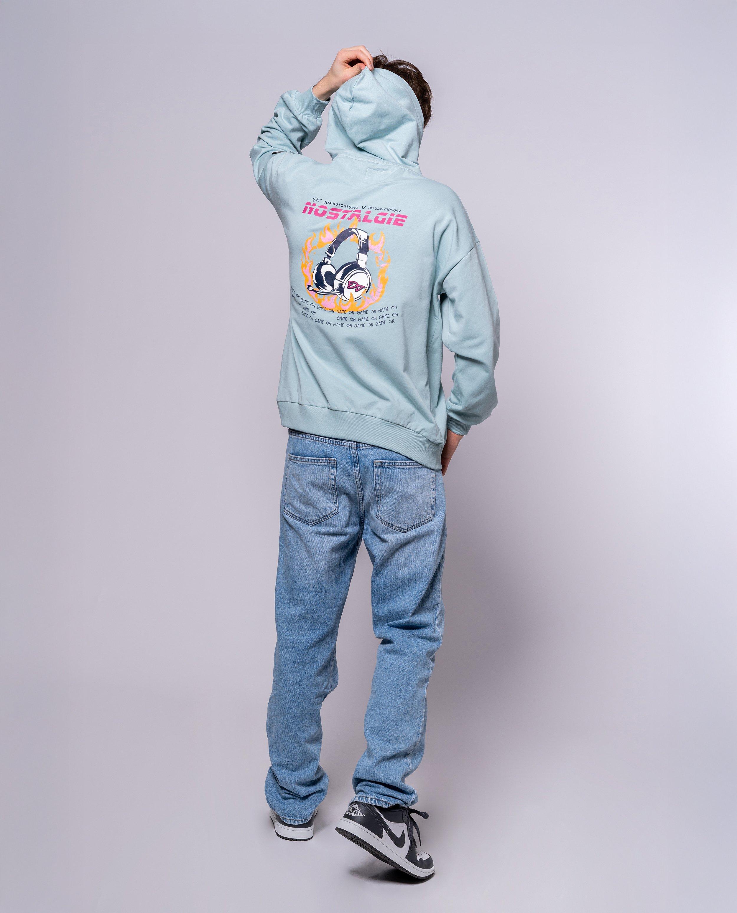Hoodie avec backprint, 110-152, unisex - D&eacute;tails du produit - bleu clair - image num&eacute;ro 10