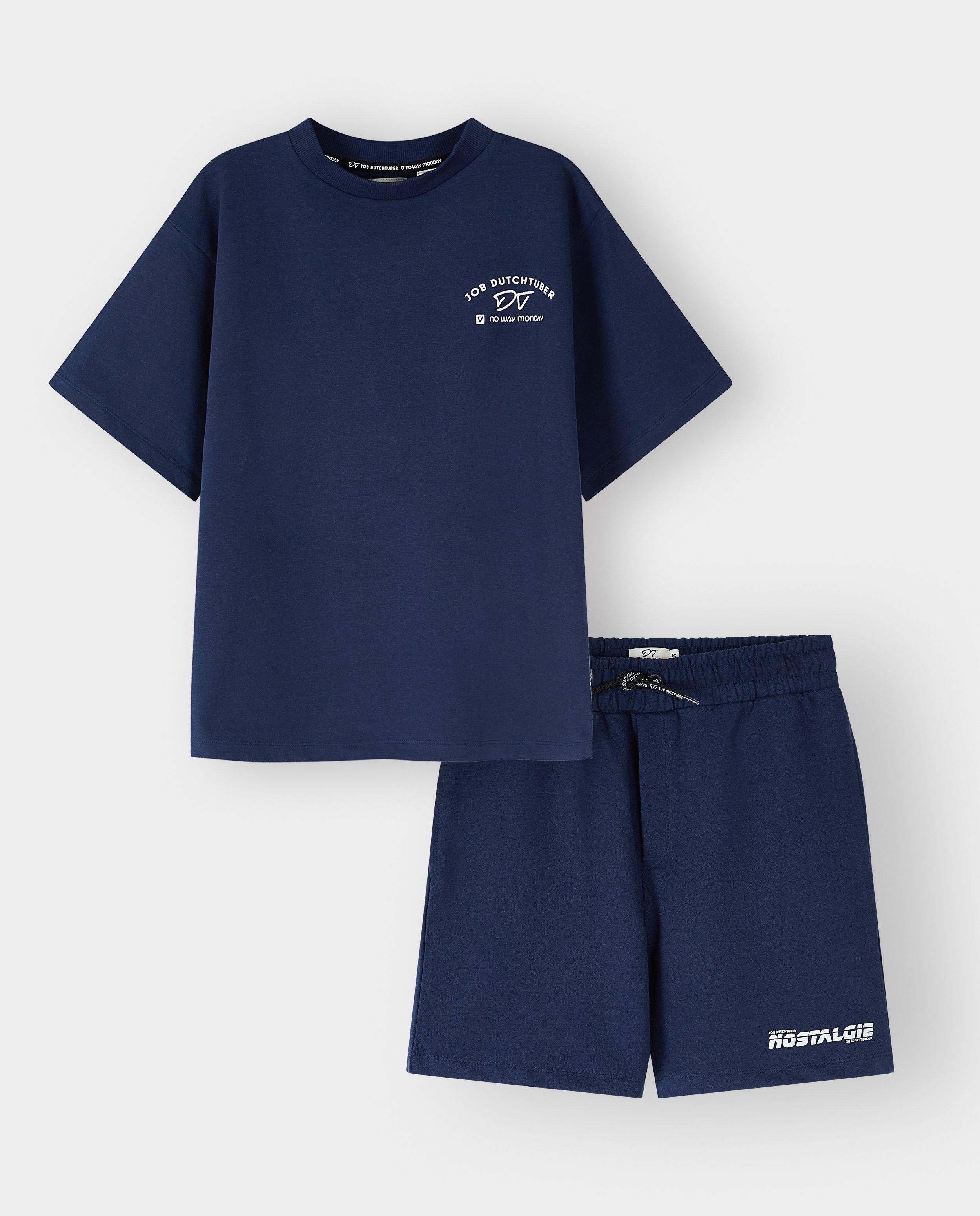 Set: T-shirt + short, 110-152, unisex - D&eacute;tails du produit - bleu fonc&eacute; - image num&eacute;ro 4