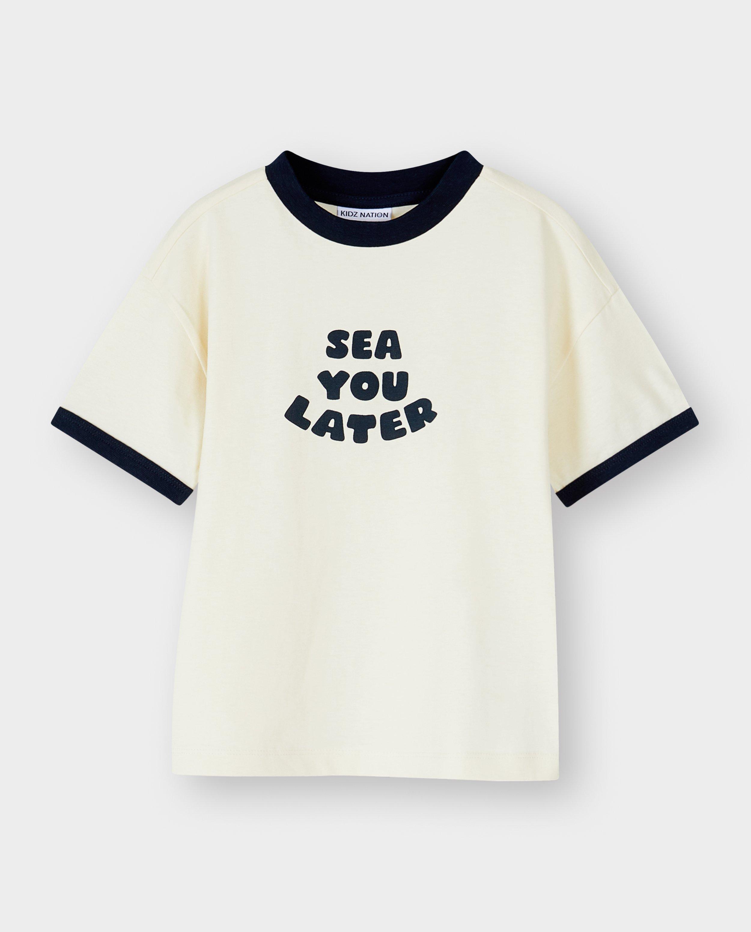 T-shirt met opschrift in reli&euml;f, loose fit - Product Detail - donkerblauw - afbeelding nummer 4