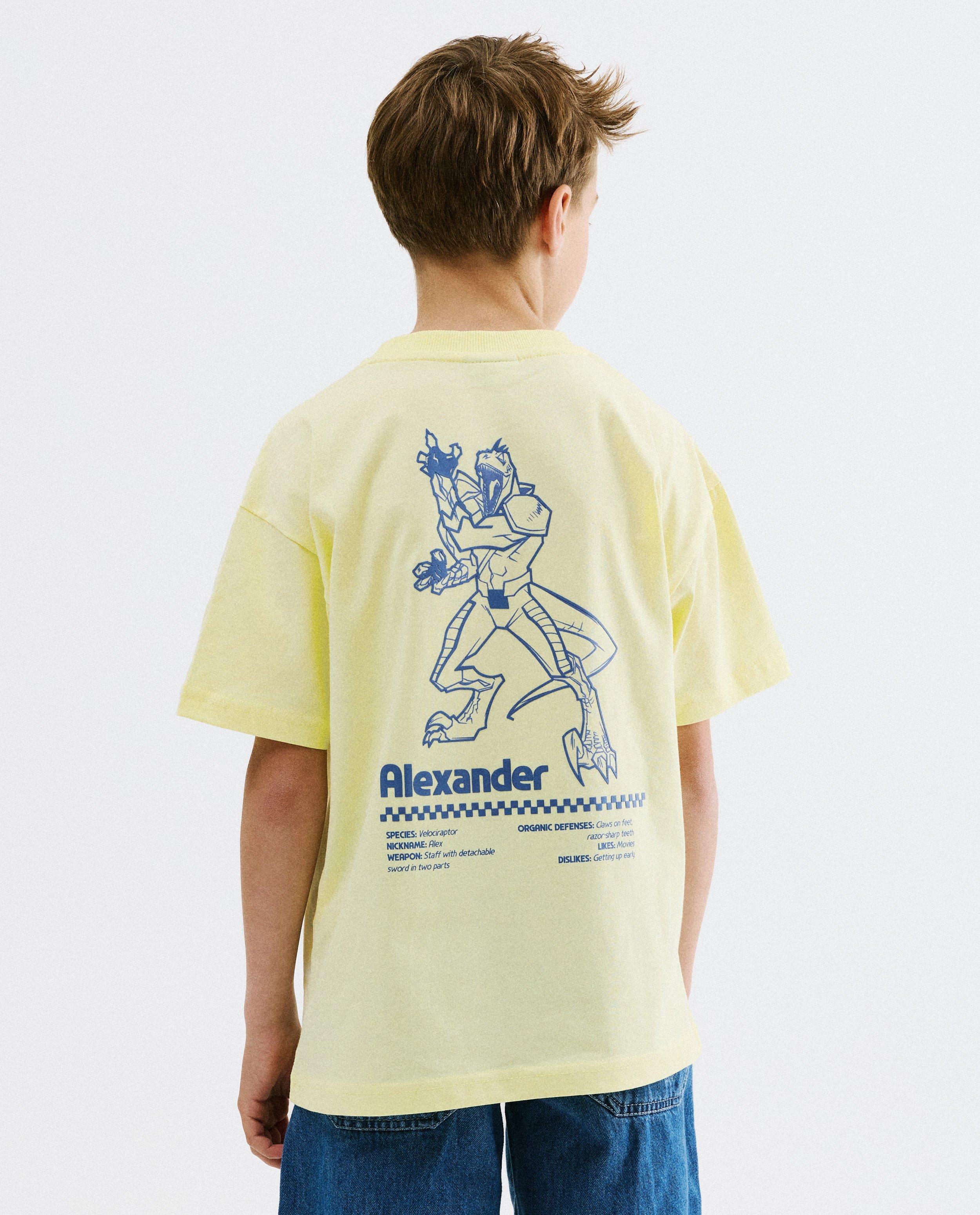 T-shirt met backprint Dino Warriors Dimitri Vegas, loose fit, 104-152 - Product Detail - lichtgeel - afbeelding nummer 4