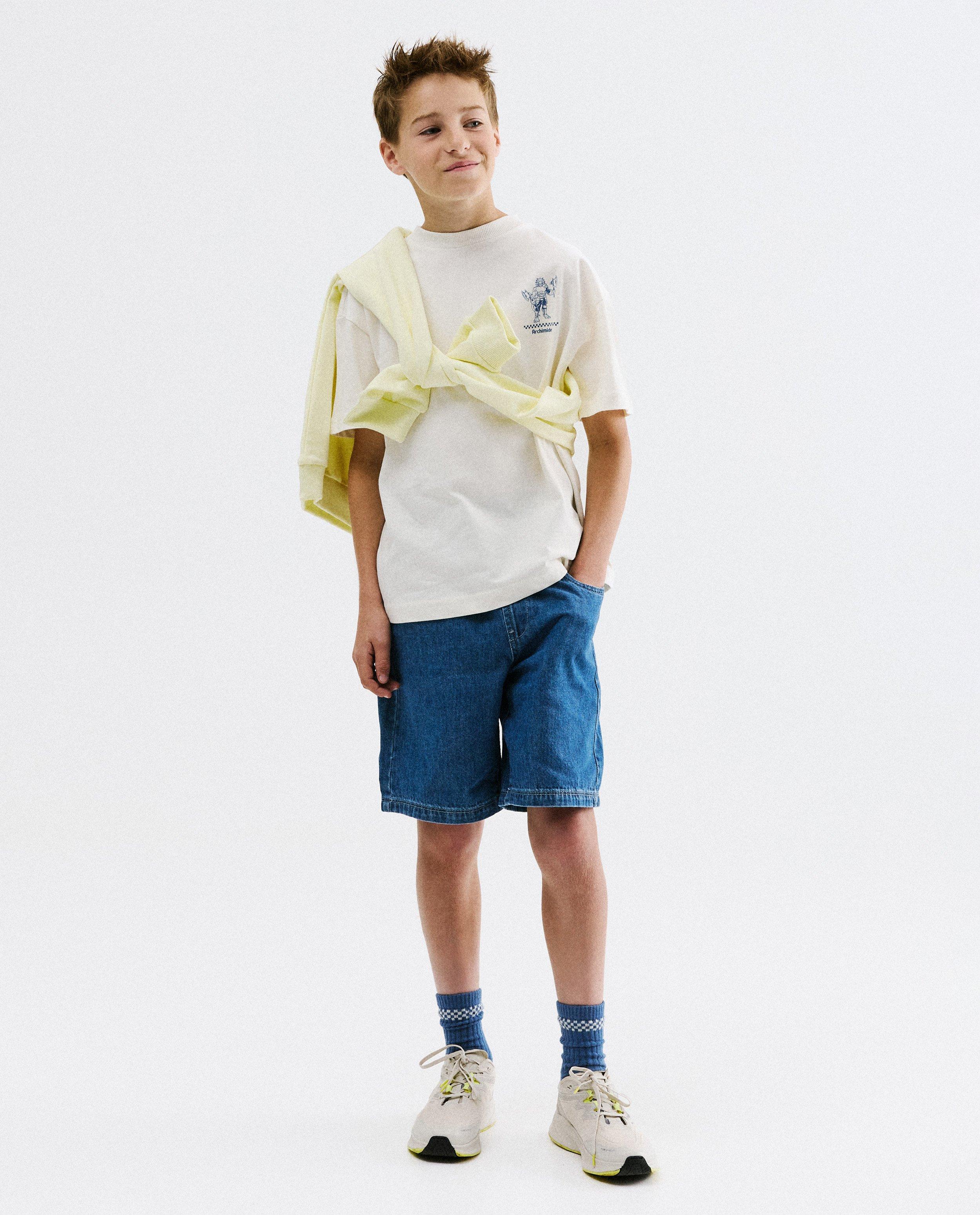 Jeansshort met print Dino Warriors Dimitri Vegas, 104-152 - Product Detail - lichtblauw - afbeelding nummer 1