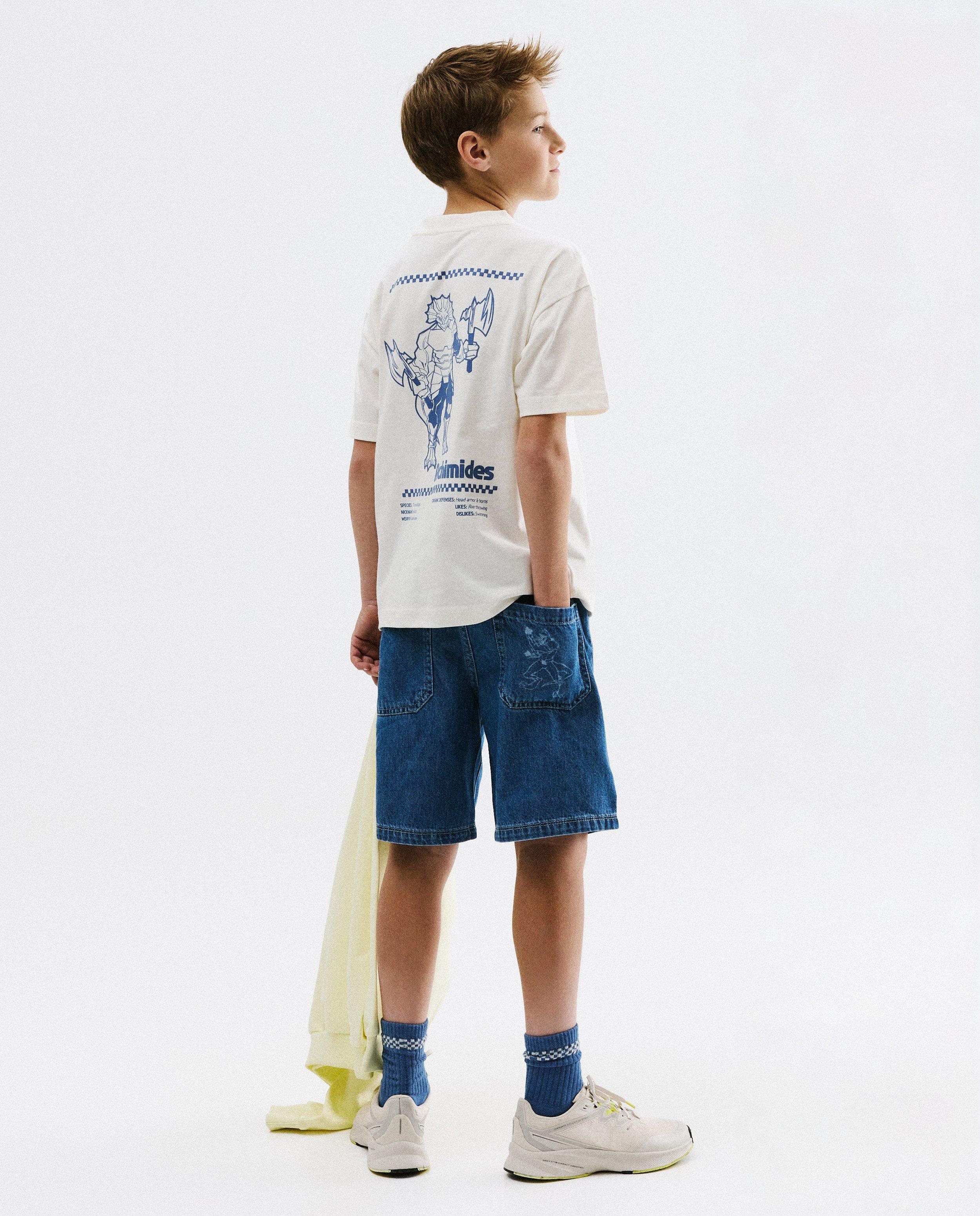 Jeansshort met print Dino Warriors Dimitri Vegas, 104-152 - Product Detail - lichtblauw - afbeelding nummer 2