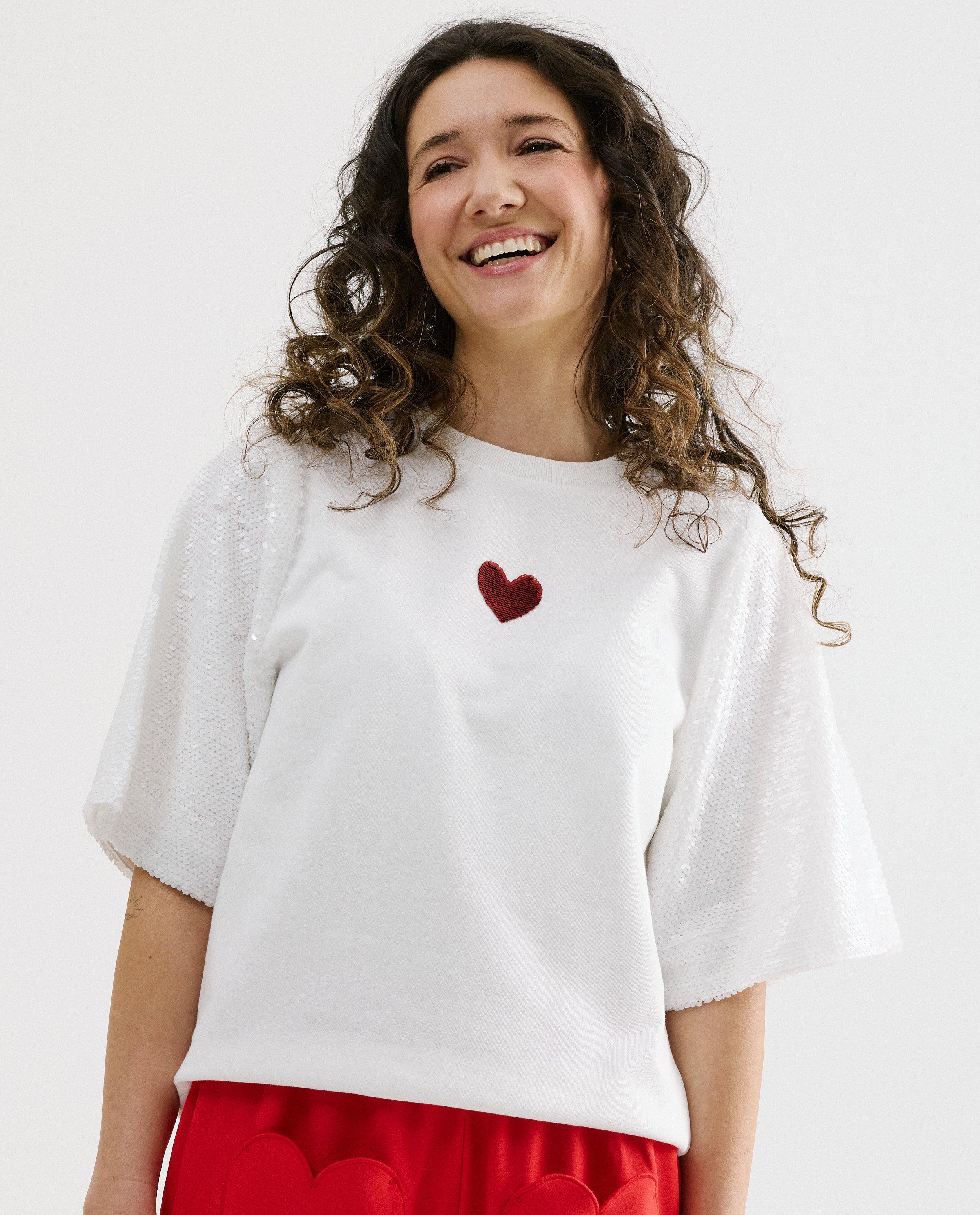 T-shirt met pailletten, XS-XXL - Product Detail - wit - afbeelding nummer 1