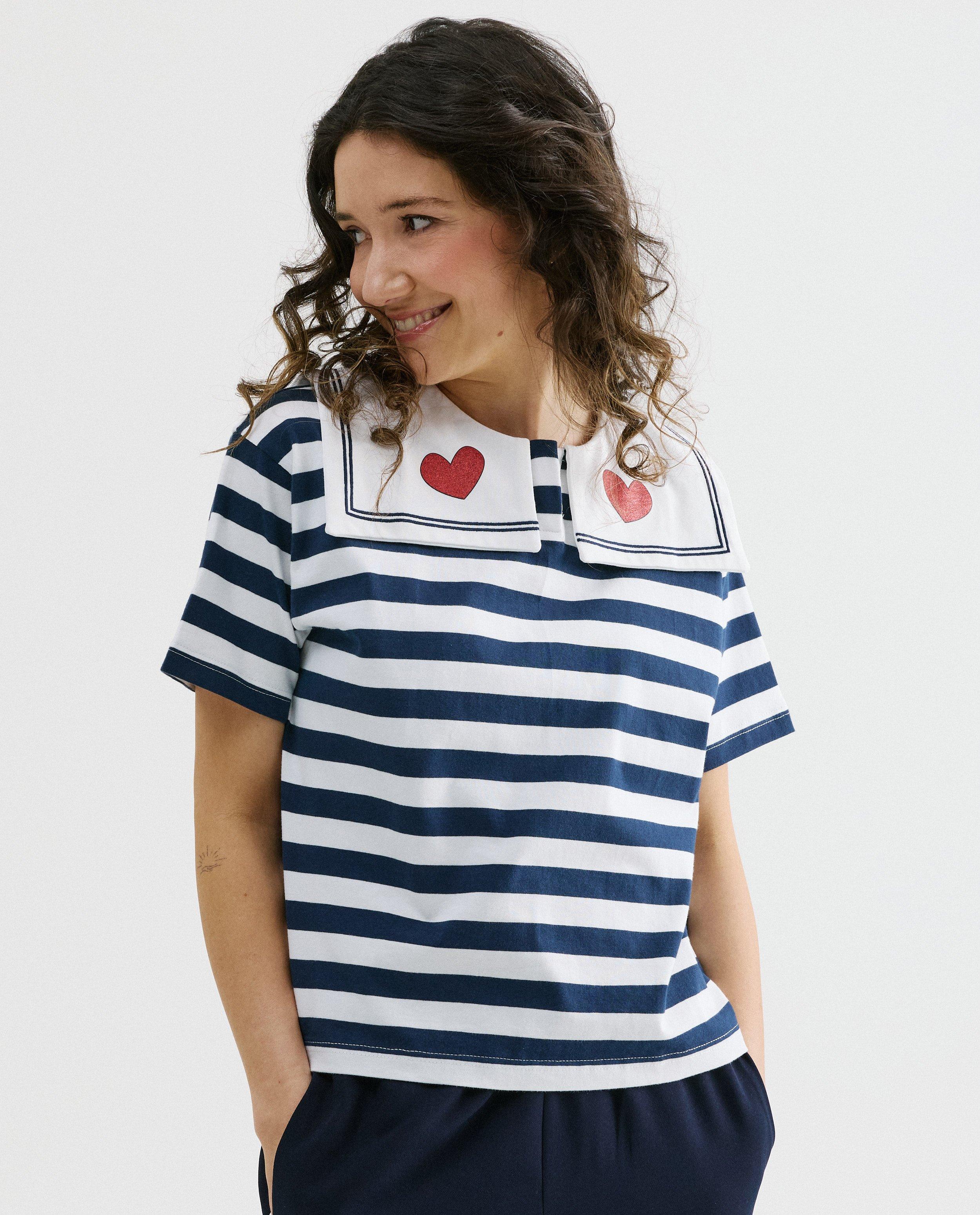 T-shirt met strepen, XS-XXL - Product Detail - donkerblauw - afbeelding nummer 1