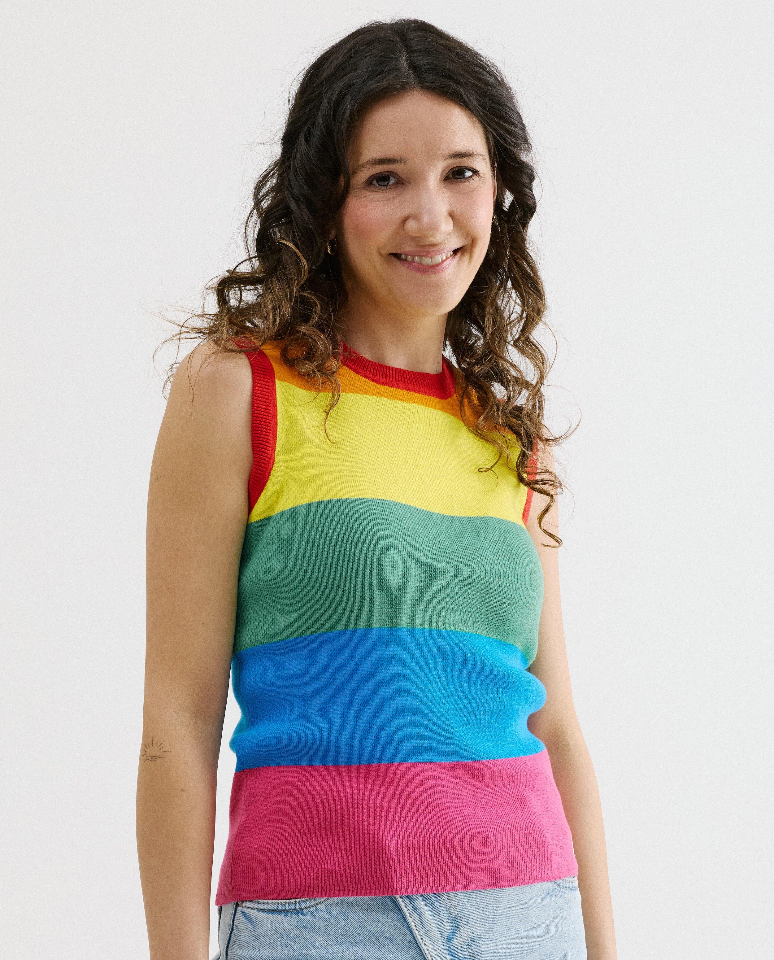 Top met regenboogstrepen, XS-XXL - Product Detail - oranje - afbeelding nummer 1