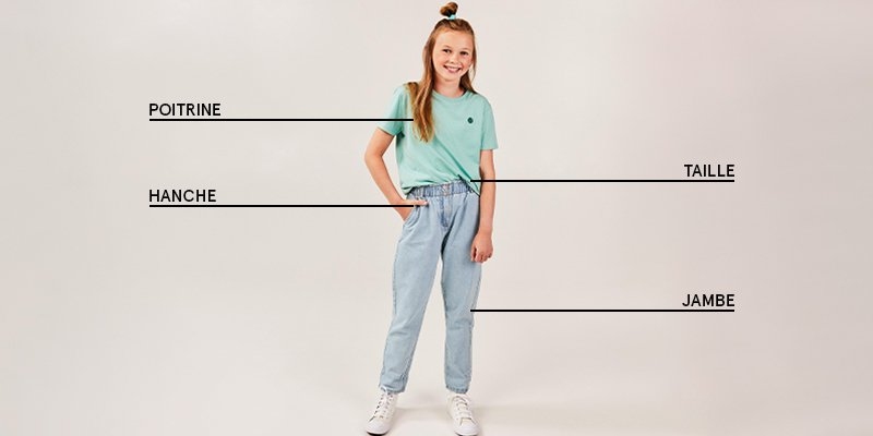 Tableau des tailles pour les filles