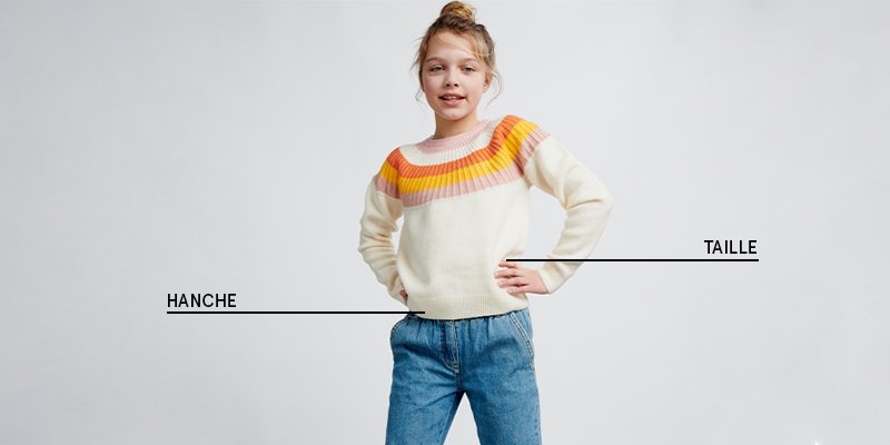 Tableau des tailles pour les filles