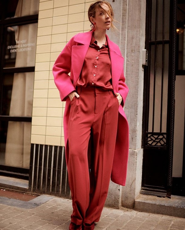 Outfit met roze jas Outfit met roze jas