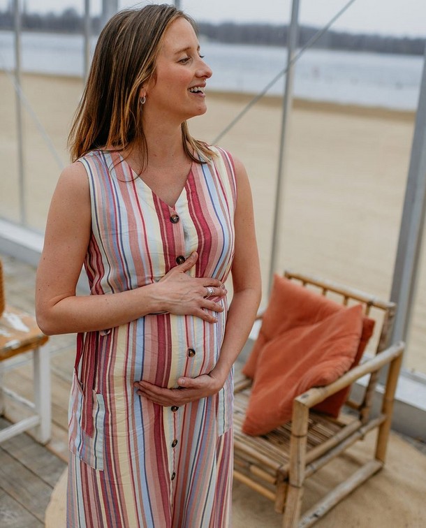 Maxi-dress in pastelkleuren Maxi-dress in pastelkleuren